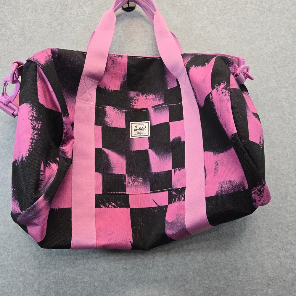 Herschel Supply Co Pink Black Checkered Duffle Bag Weekend Travel Gym Carryall
